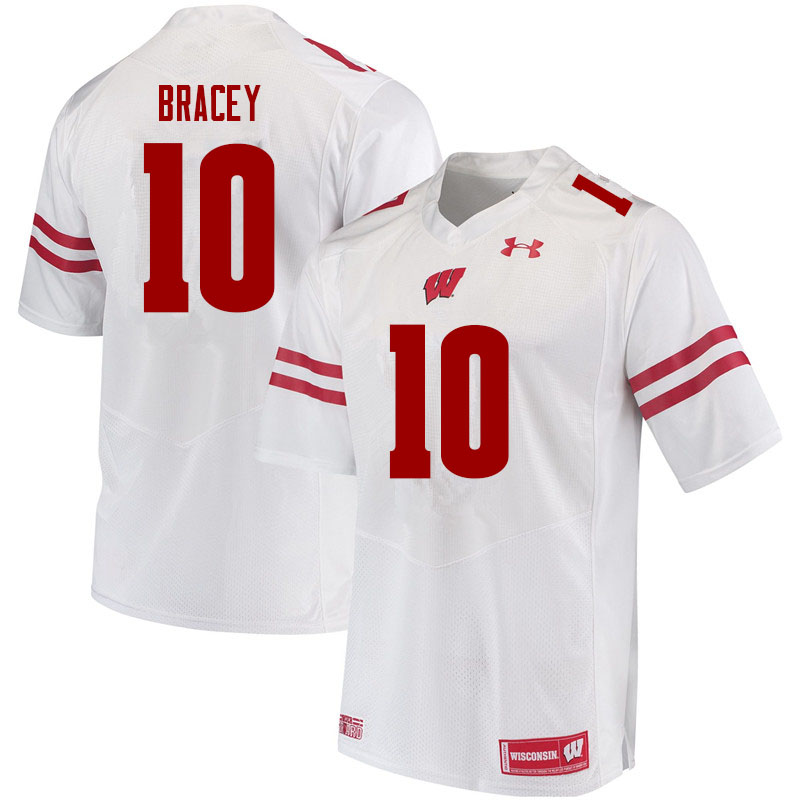 Men #10 Stephan Bracey Wisconsin Badgers College Football Jerseys Sale-White